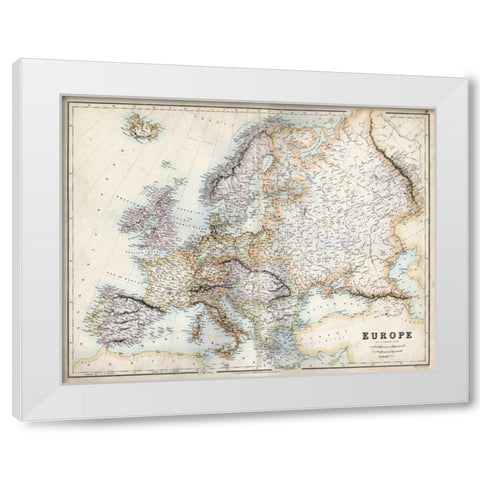 Pastel Map of Europe White Modern Wood Framed Art Print by Swanston, G.H.