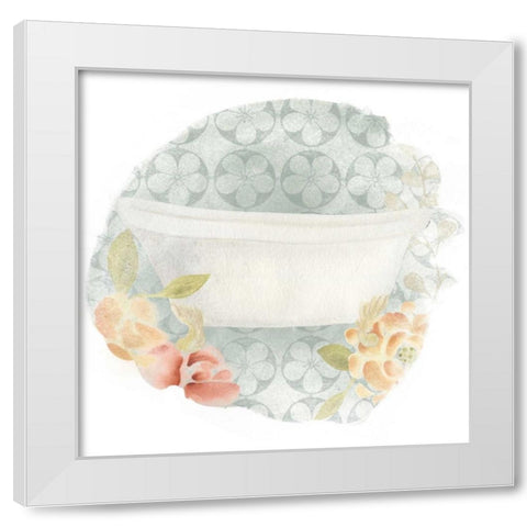 Garden Romance Bath I White Modern Wood Framed Art Print by Vess, June Erica
