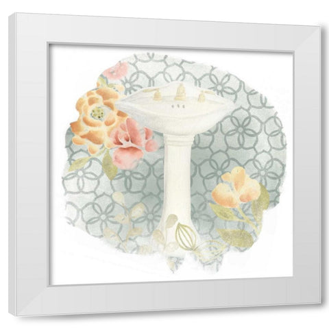 Garden Romance Bath III White Modern Wood Framed Art Print by Vess, June Erica