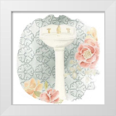 Garden Romance Bath IV White Modern Wood Framed Art Print by Vess, June Erica