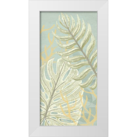 Palm and Coral Panel I White Modern Wood Framed Art Print by Vess, June Erica