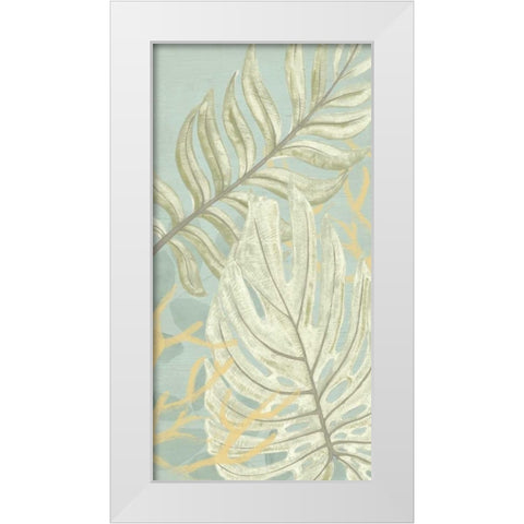 Palm and Coral Panel II White Modern Wood Framed Art Print by Vess, June Erica