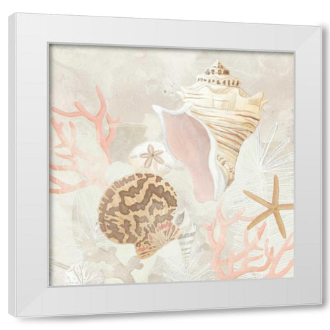 Shell Collector Fresco I White Modern Wood Framed Art Print by Vess, June Erica