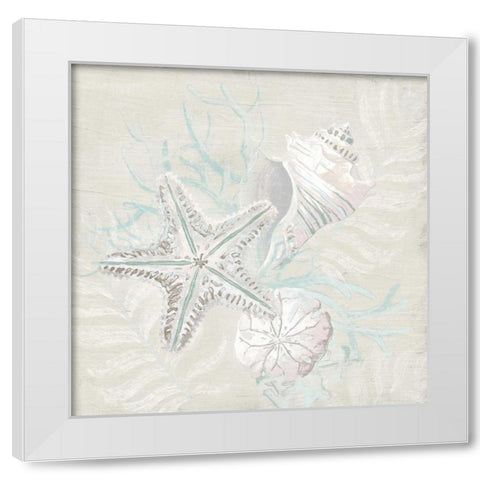 Weathered Shell Sketch I White Modern Wood Framed Art Print by Vess, June Erica