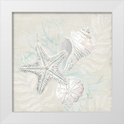 Weathered Shell Sketch I White Modern Wood Framed Art Print by Vess, June Erica