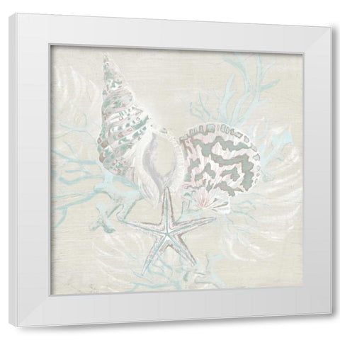 Weathered Shell Sketch II White Modern Wood Framed Art Print by Vess, June Erica