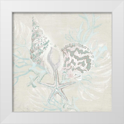 Weathered Shell Sketch II White Modern Wood Framed Art Print by Vess, June Erica