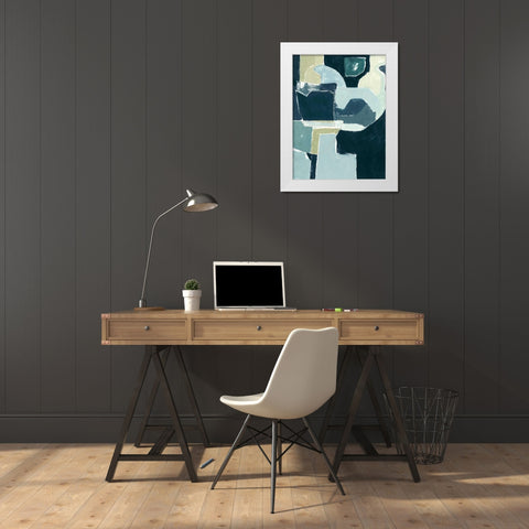 Blue Note I White Modern Wood Framed Art Print by Delamater, Rob