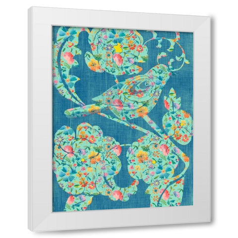 Floral Birds I White Modern Wood Framed Art Print by Zarris, Chariklia