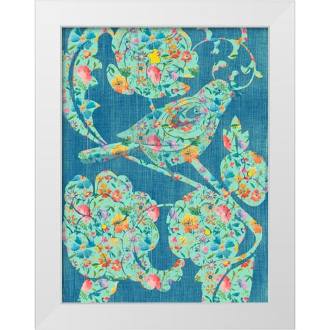 Floral Birds I White Modern Wood Framed Art Print by Zarris, Chariklia