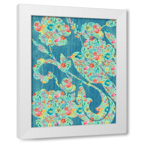 Floral Birds II White Modern Wood Framed Art Print by Zarris, Chariklia