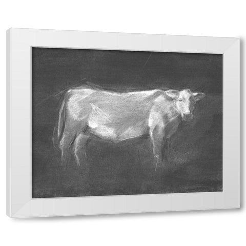 Charcoal Bovine Study I White Modern Wood Framed Art Print by Harper, Ethan