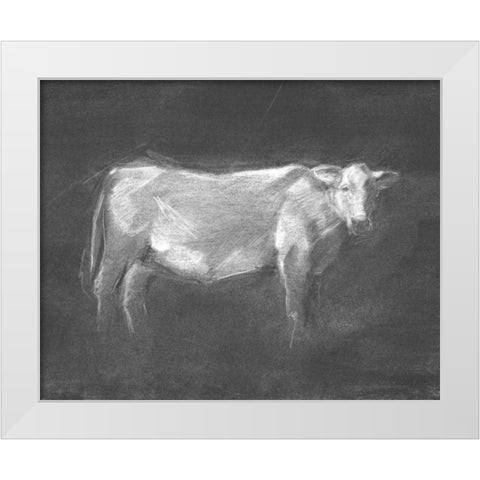 Charcoal Bovine Study I White Modern Wood Framed Art Print by Harper, Ethan