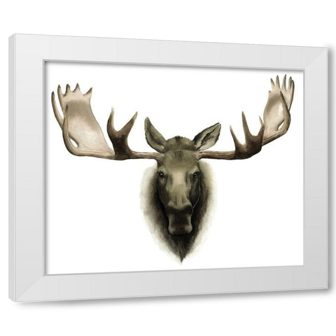 Custom Single Moose  White Modern Wood Framed Art Print by Popp, Grace