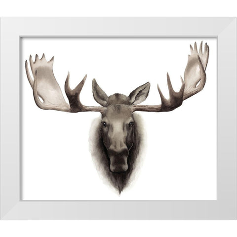 Custom Single Moose  White Modern Wood Framed Art Print by Popp, Grace