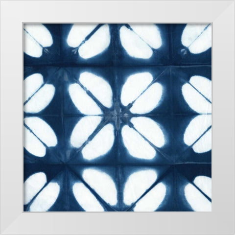 Indigo Tiles I White Modern Wood Framed Art Print by Zarris, Chariklia