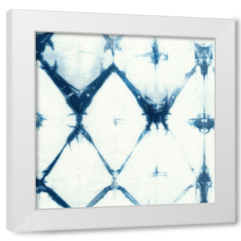 Indigo Tiles IV White Modern Wood Framed Art Print by Zarris, Chariklia