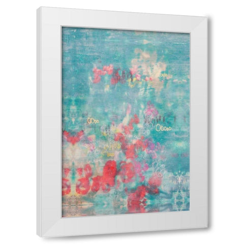 Embellished Teal Rose Garden II White Modern Wood Framed Art Print by Goldberger, Jennifer