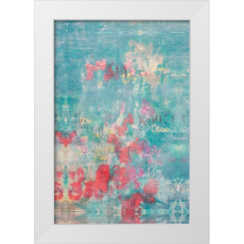 Embellished Teal Rose Garden II White Modern Wood Framed Art Print by Goldberger, Jennifer