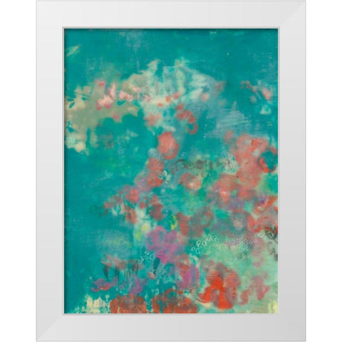 Teal Rose Garden I White Modern Wood Framed Art Print by Goldberger, Jennifer