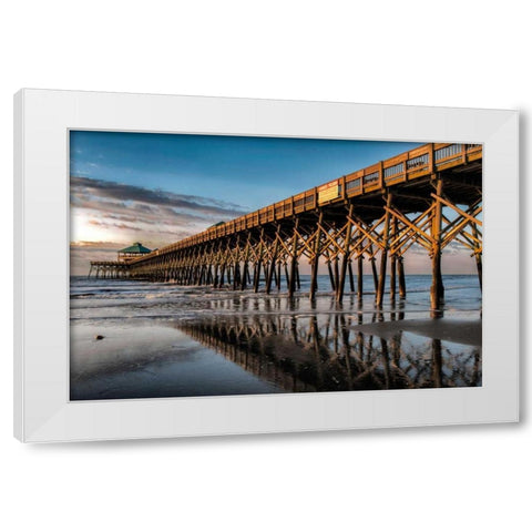 Sun Bath on Folly Beach White Modern Wood Framed Art Print by Head, Danny