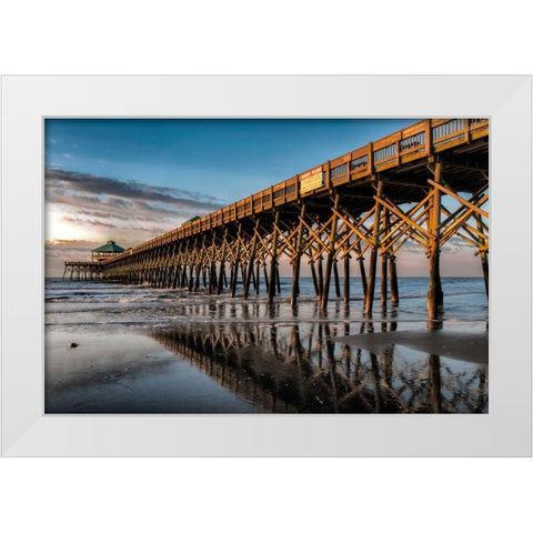 Sun Bath on Folly Beach White Modern Wood Framed Art Print by Head, Danny