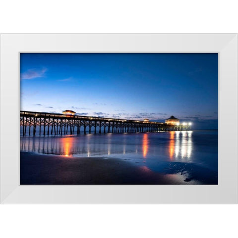 Pier Reflections I White Modern Wood Framed Art Print by Head, Danny