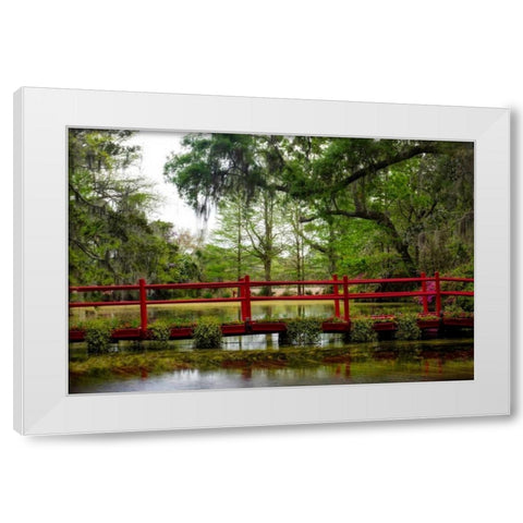 The Red Bridge White Modern Wood Framed Art Print by Head, Danny