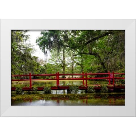 The Red Bridge White Modern Wood Framed Art Print by Head, Danny