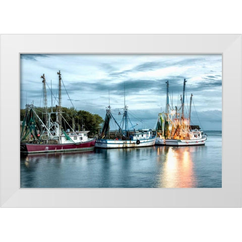 The Shrimping Fleet  White Modern Wood Framed Art Print by Head, Danny