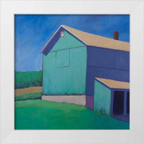 Rustic Teal White Modern Wood Framed Art Print by Young, Carol