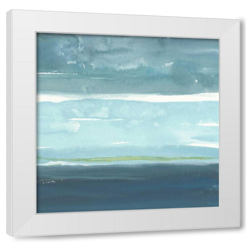 Teal Horizon II White Modern Wood Framed Art Print by Delamater, Rob