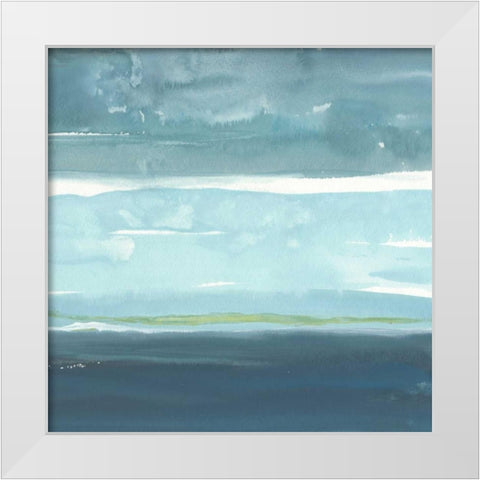Teal Horizon II White Modern Wood Framed Art Print by Delamater, Rob