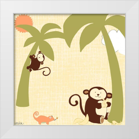 Baby Jungle II White Modern Wood Framed Art Print by Vess, June Erica