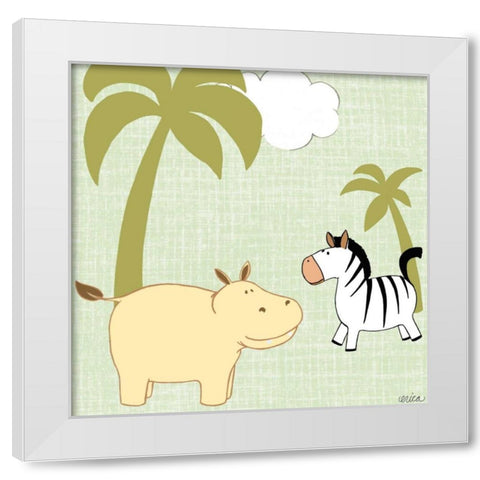 Baby Jungle III White Modern Wood Framed Art Print by Vess, June Erica