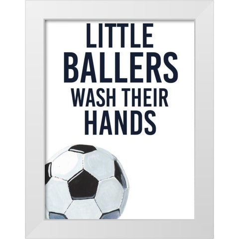 Little Ballers II White Modern Wood Framed Art Print by Studio W