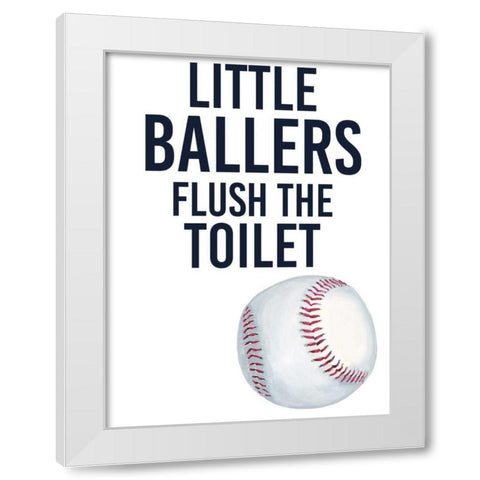 Little Ballers IV White Modern Wood Framed Art Print by Studio W