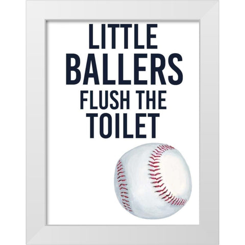 Little Ballers IV White Modern Wood Framed Art Print by Studio W