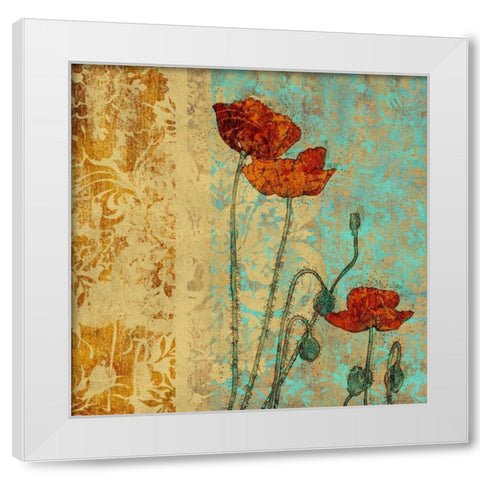 Poppies and Damask I White Modern Wood Framed Art Print by Montillio, Louise