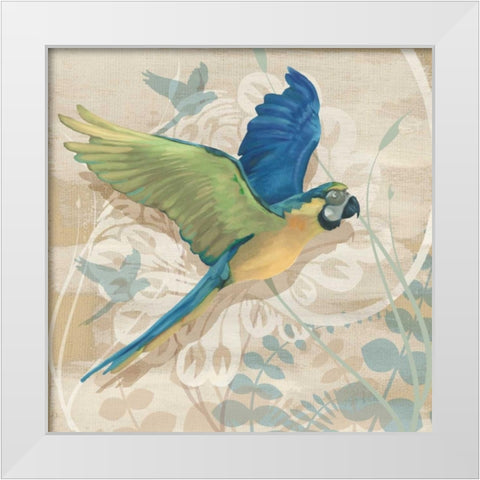 Parrot Society I White Modern Wood Framed Art Print by Montillio, Louise