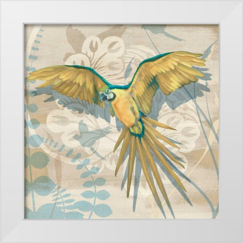 Parrot Society II White Modern Wood Framed Art Print by Montillio, Louise