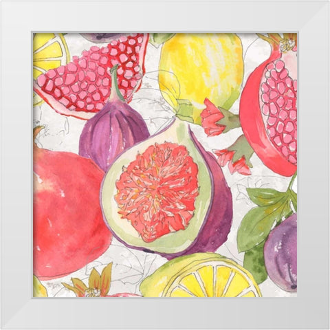 Fruit Medley I White Modern Wood Framed Art Print by Mark, Leslie