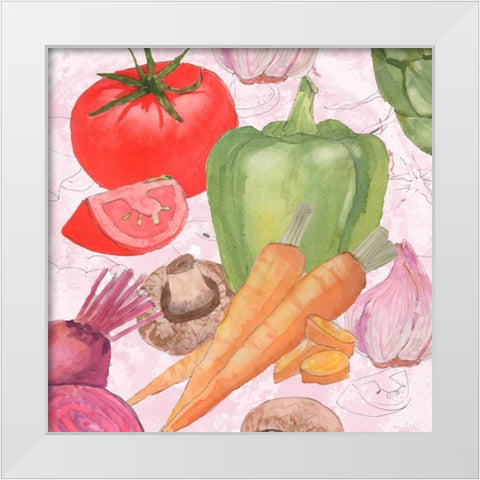Veggie Medley II White Modern Wood Framed Art Print by Mark, Leslie