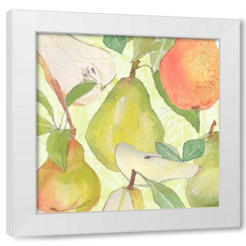 Pear Medley II White Modern Wood Framed Art Print by Mark, Leslie