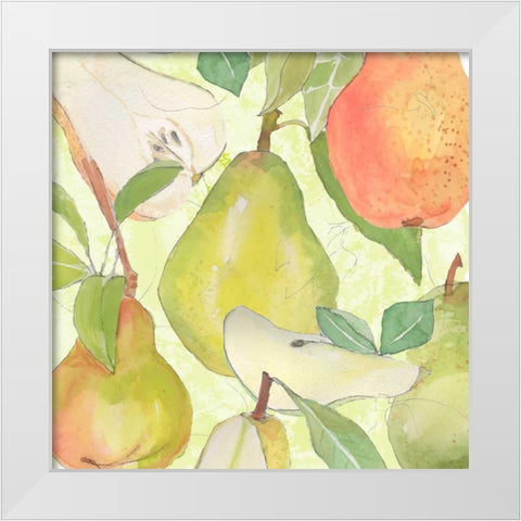 Pear Medley II White Modern Wood Framed Art Print by Mark, Leslie