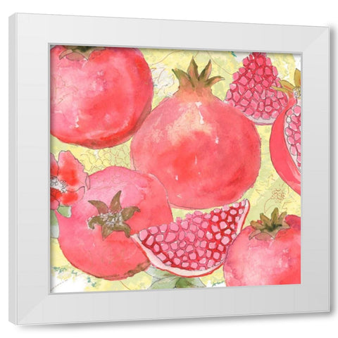 Pomegranate Medley I White Modern Wood Framed Art Print by Mark, Leslie
