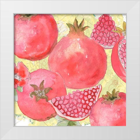 Pomegranate Medley I White Modern Wood Framed Art Print by Mark, Leslie