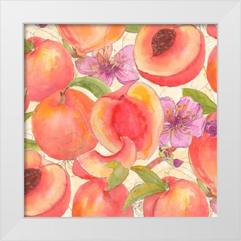 Peach Medley II White Modern Wood Framed Art Print by Mark, Leslie
