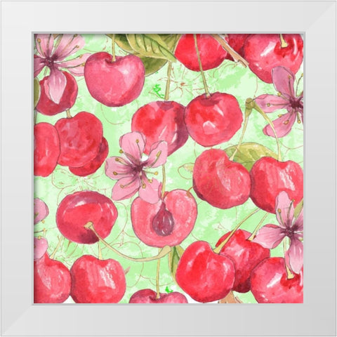 Cherry Medley II White Modern Wood Framed Art Print by Mark, Leslie