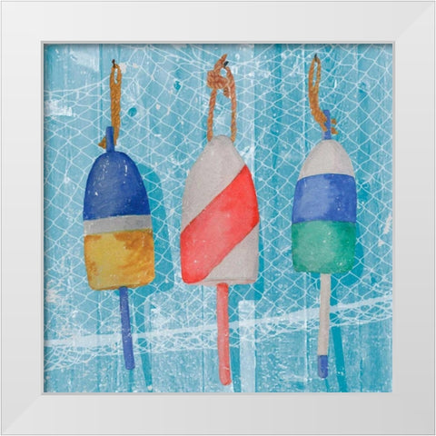 Lobster Buoys I White Modern Wood Framed Art Print by Mark, Leslie